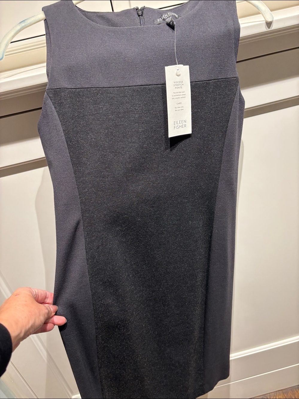 Eileen Fisher Black and Charcoal Sleeveless Pencil Dress - Picture 4 of 5